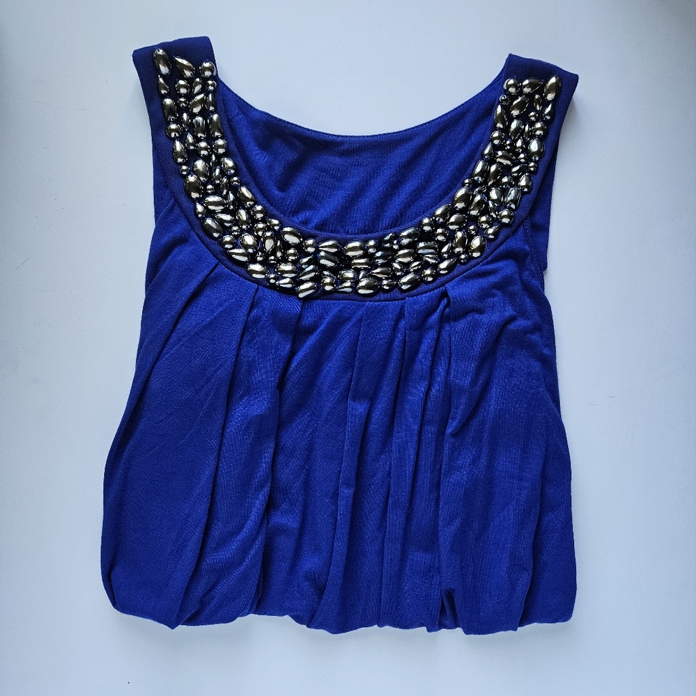 M heart M Embellished Tank Top (Royal Blue, Size Large)